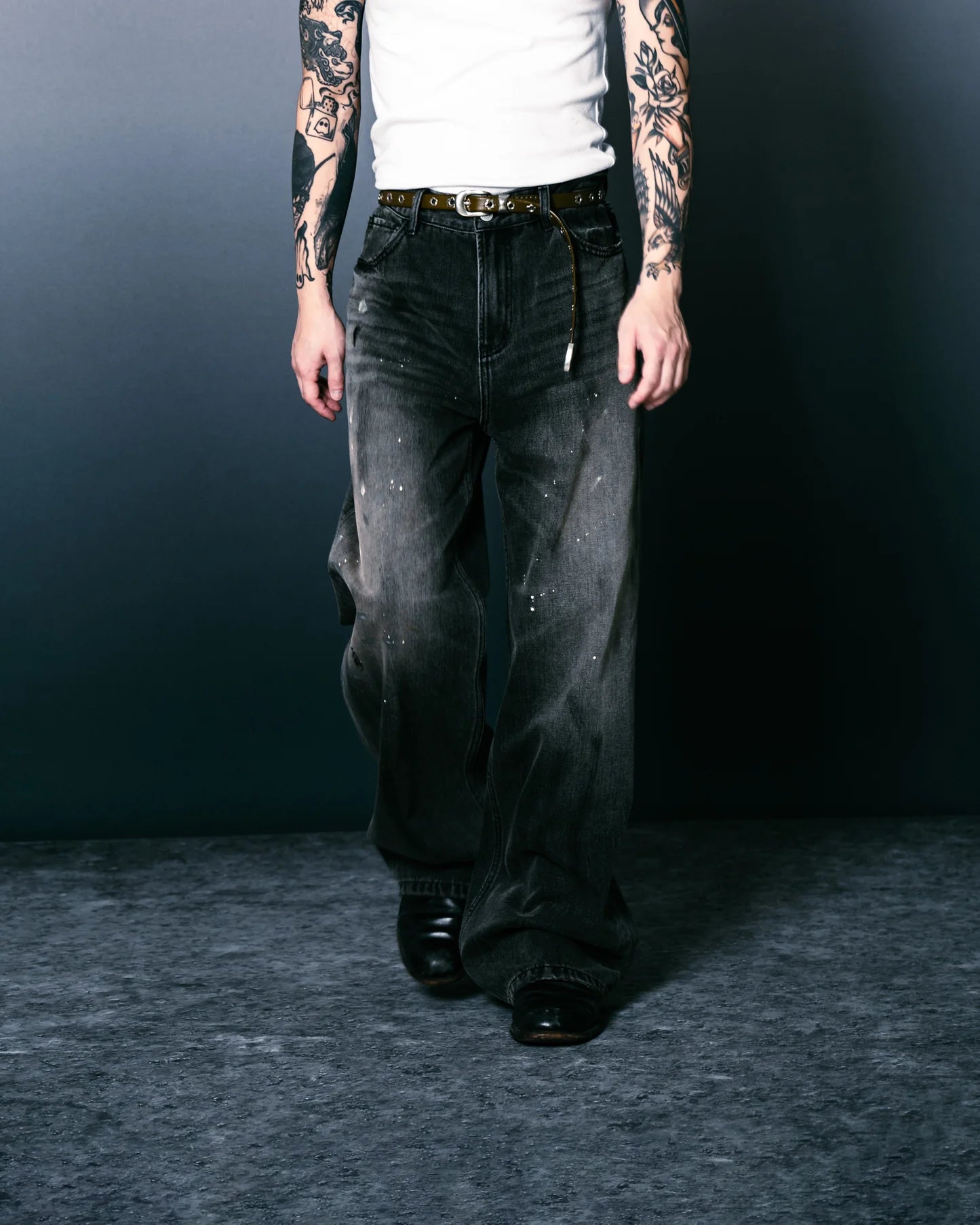 Sense - Dirty Straight Loose Cut Jeans Coal Black