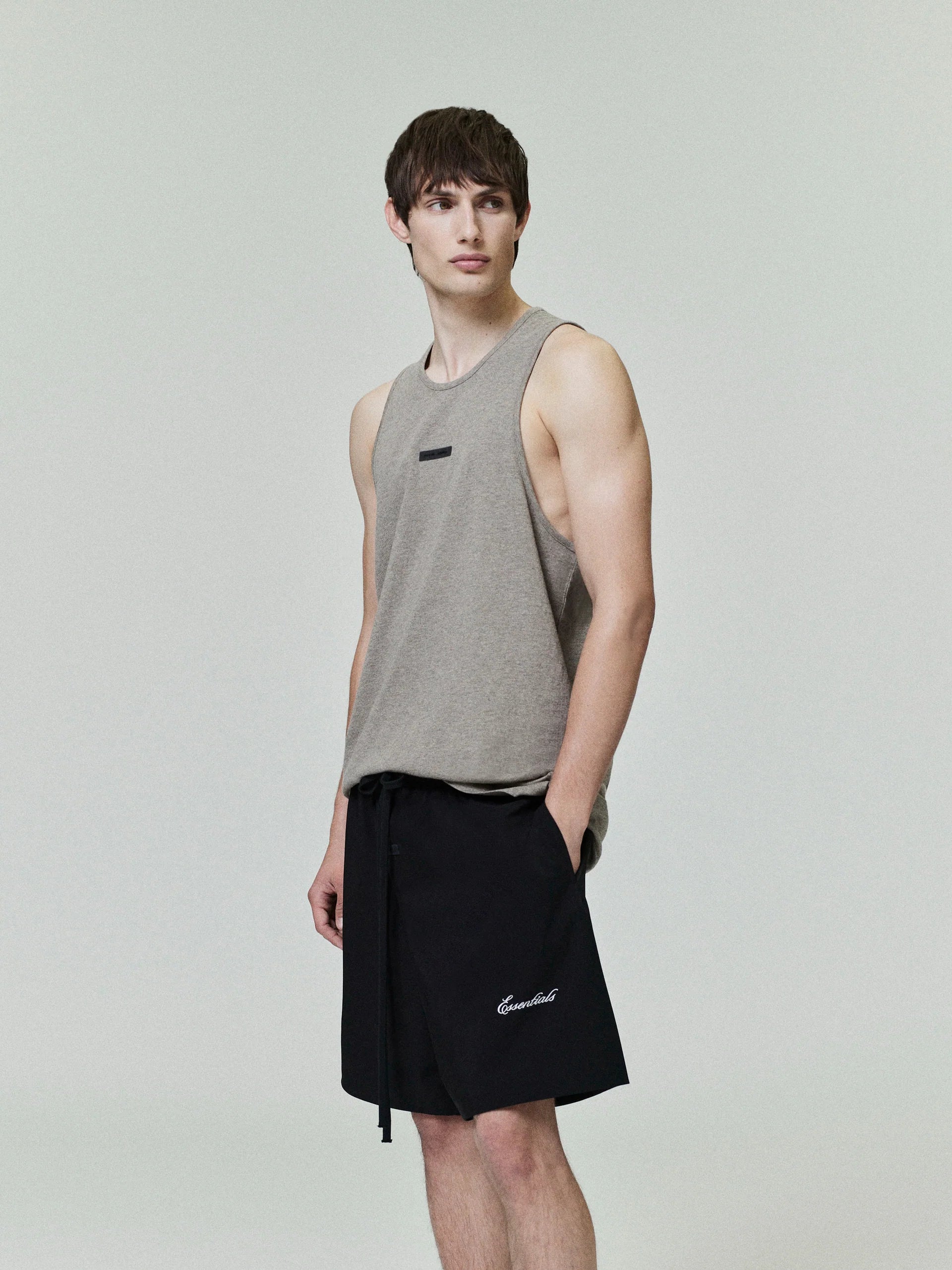 ESSENTIALS- SPORTY NYLON SHORT - JET BLACK
