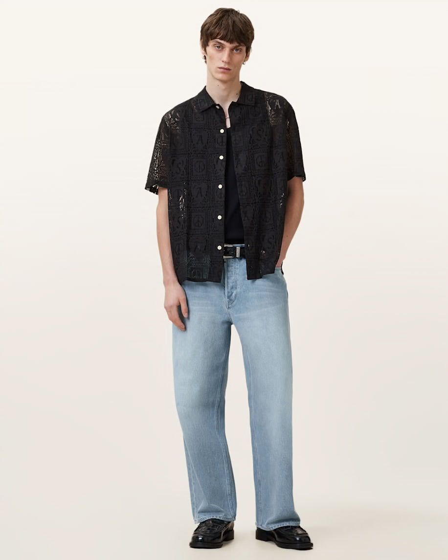 ALL SAINTS Netley Short Sleeve Lace Shirt