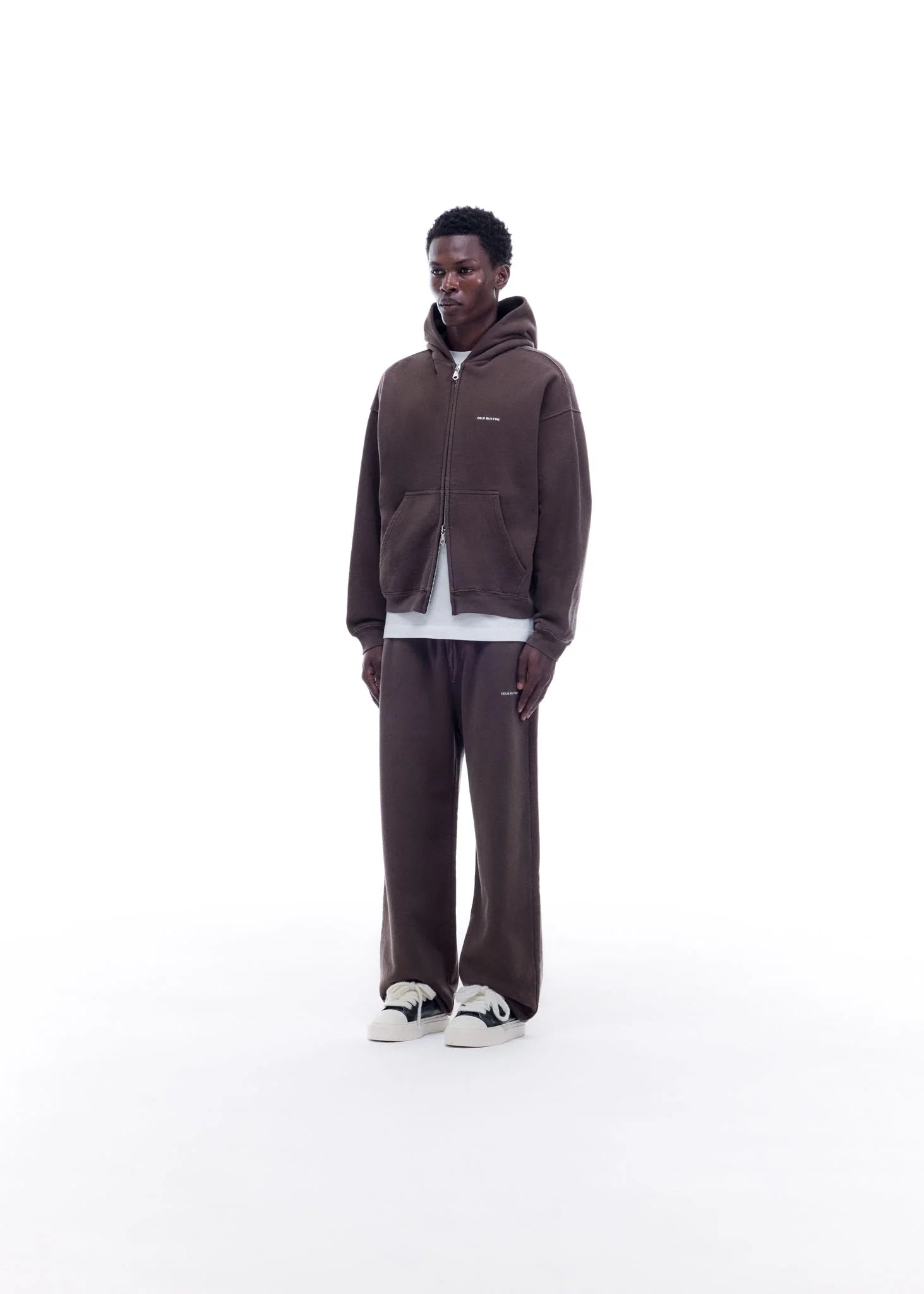 COLE BUXTON - VINTAGE MINI LOGO ZIP HOODIE - VINTAGE BROWN