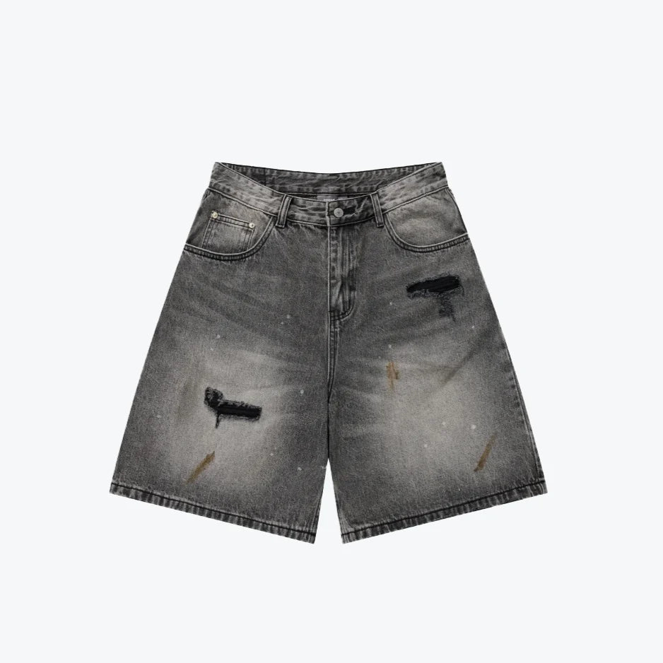 Sense - Destroy Wash Denim Shorts Black