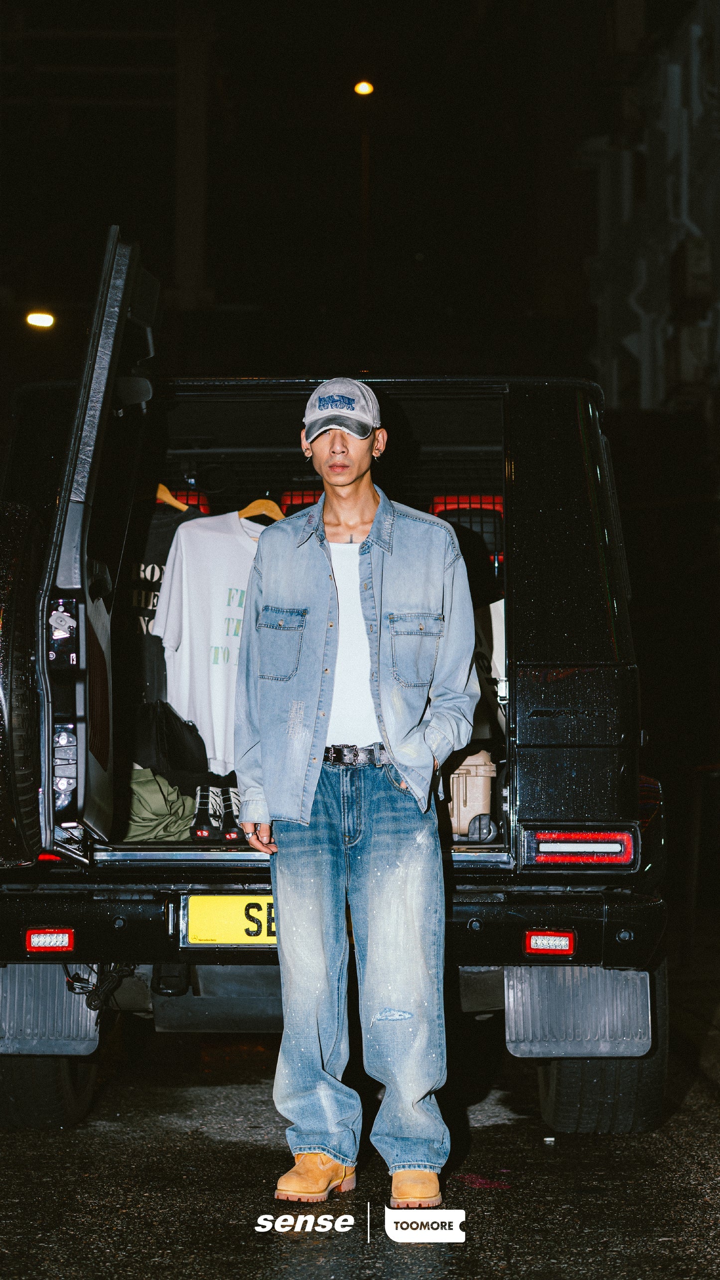 SENSE- Wash Denim Shirt Blue