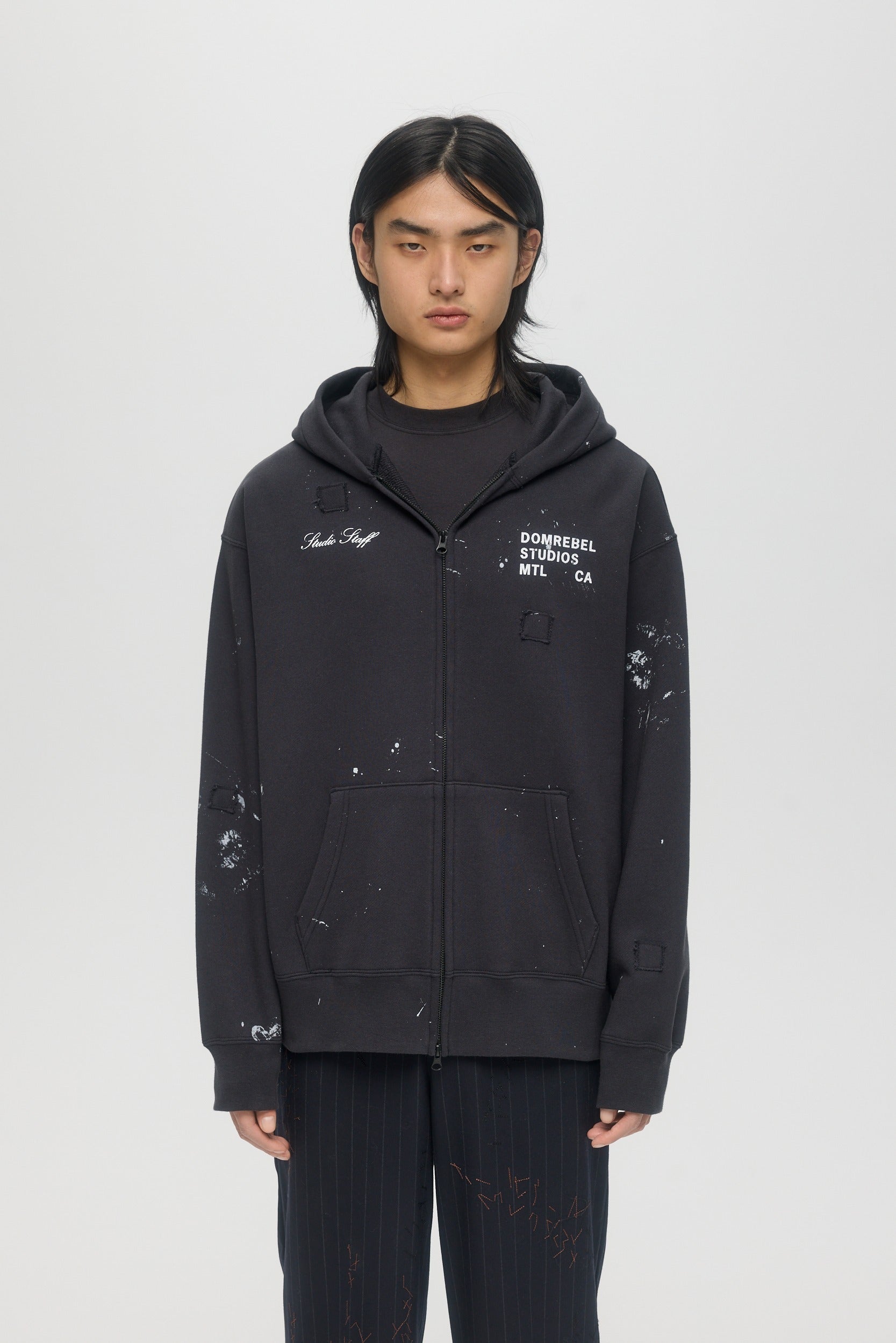 DOMREBEL - STAFF ZIP HOODIE - OLD BLACK