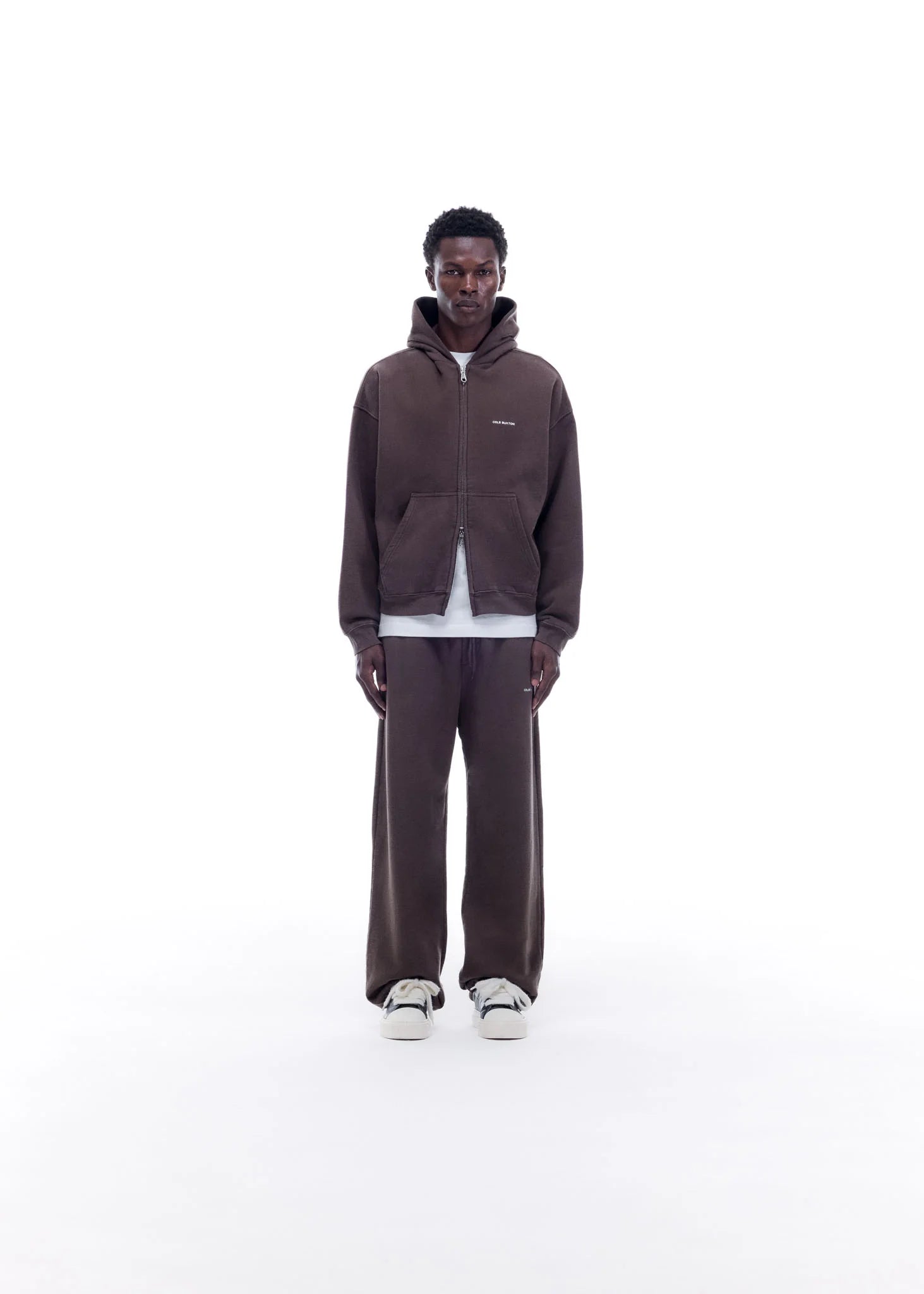 COLE BUXTON - VINTAGE MINI LOGO ZIP HOODIE - VINTAGE BROWN