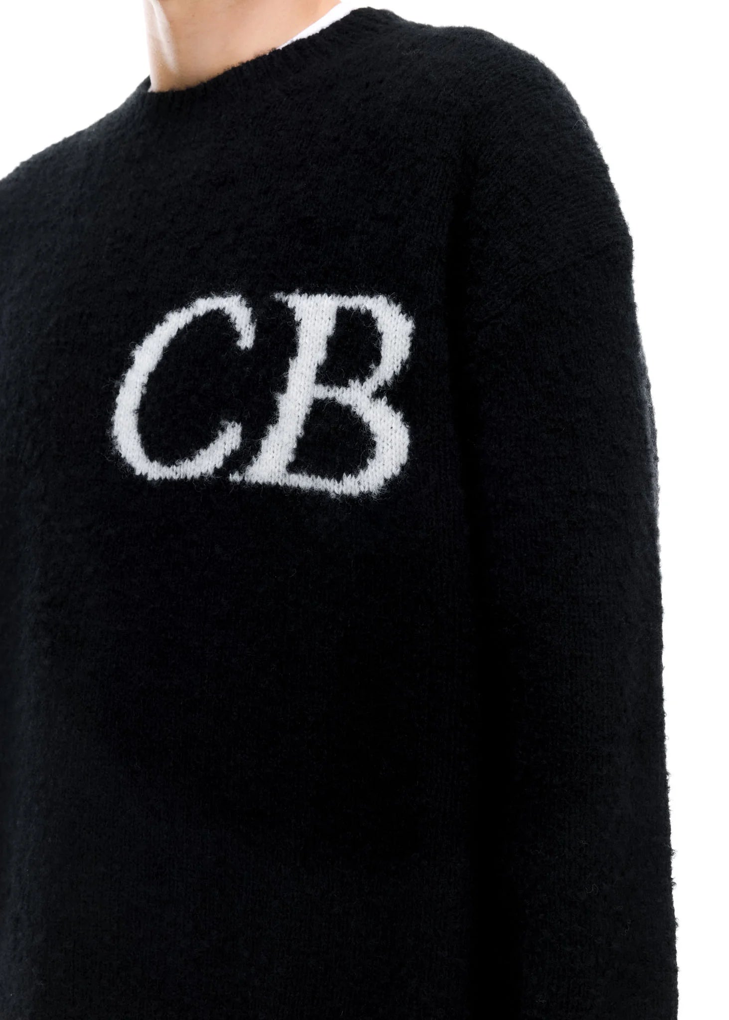 COLE BUXTON CB LOGO KNIT SWEATER - BLACK