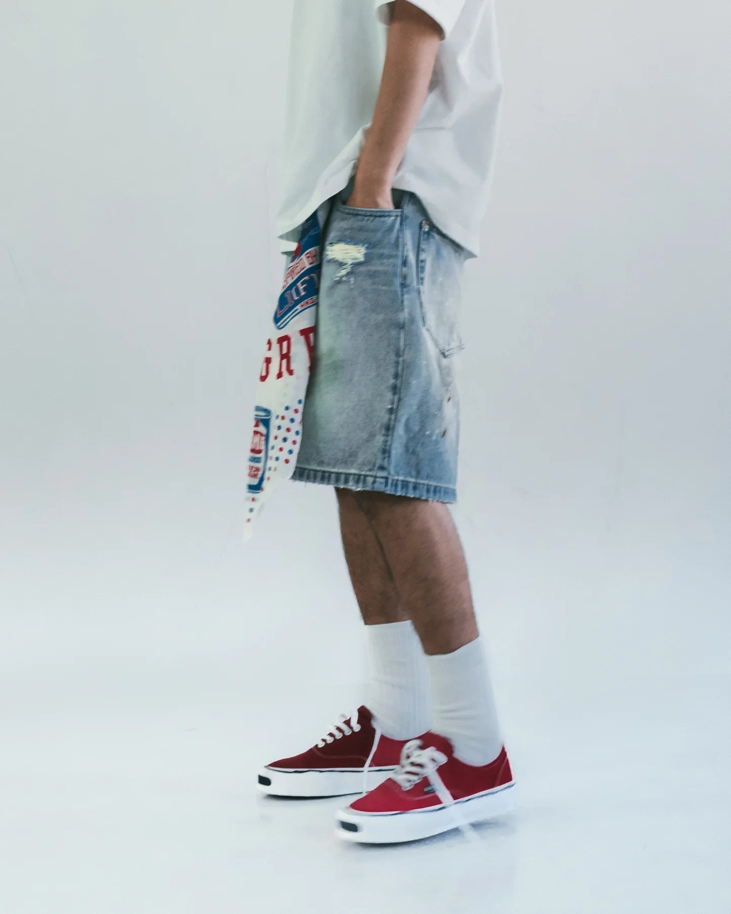 Sense - Destroy Wash Denim Shorts Blue