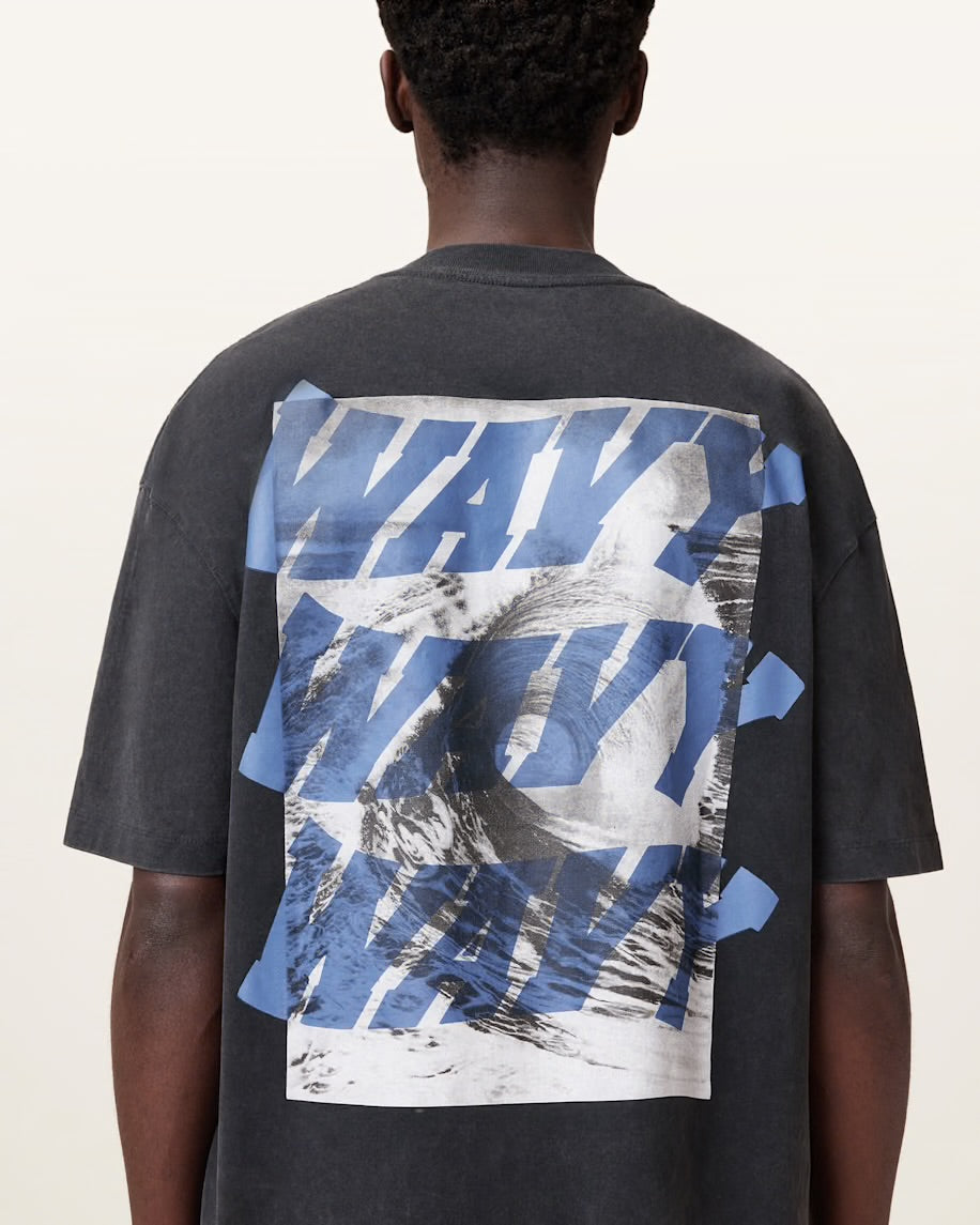 ALL SAINTS Wavy Oversized Crew Neck T-Shirt - washed black