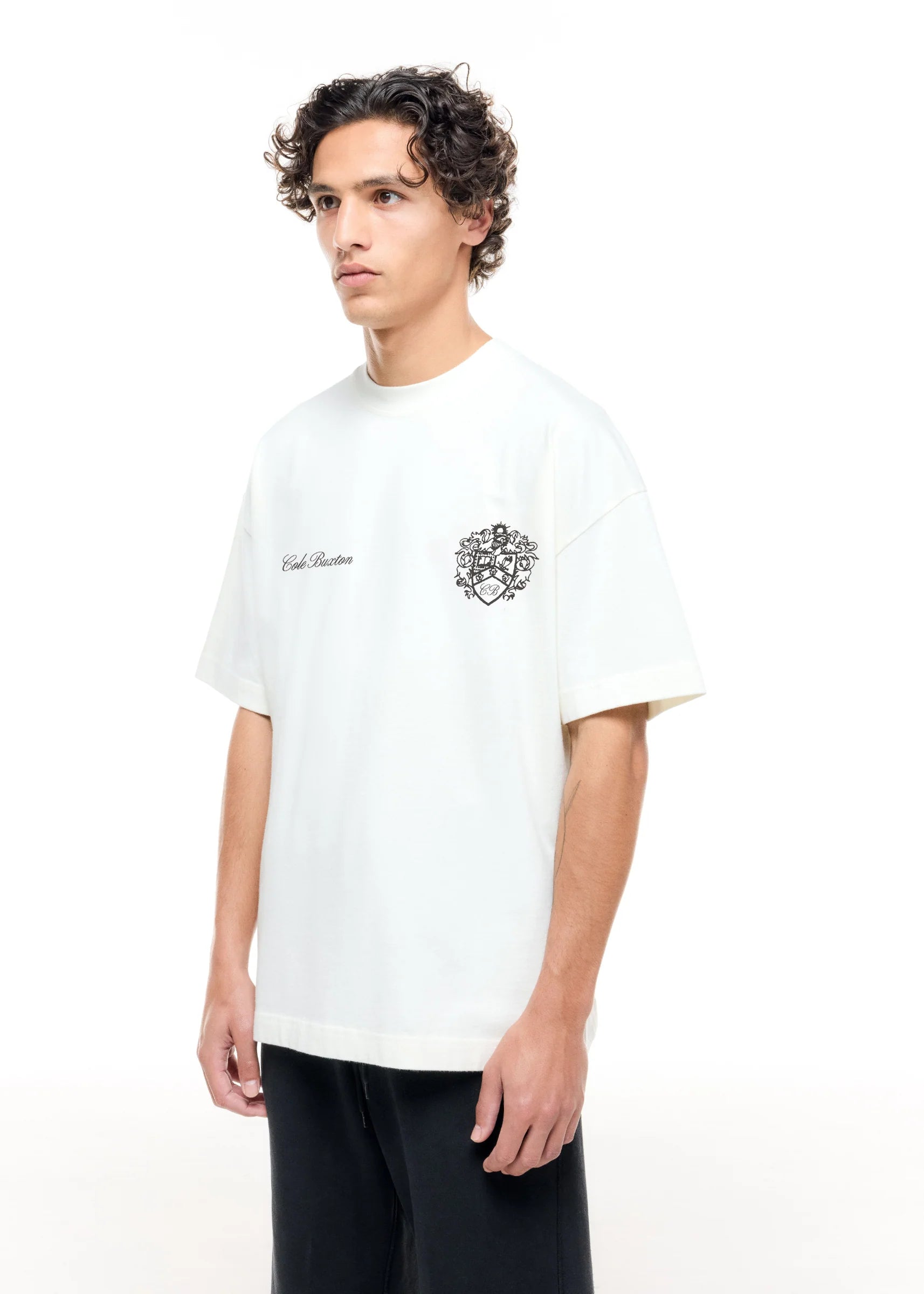 COLE BUXTON COLLEGIATE CREST T-SHIRT - VINTAGE WHITE