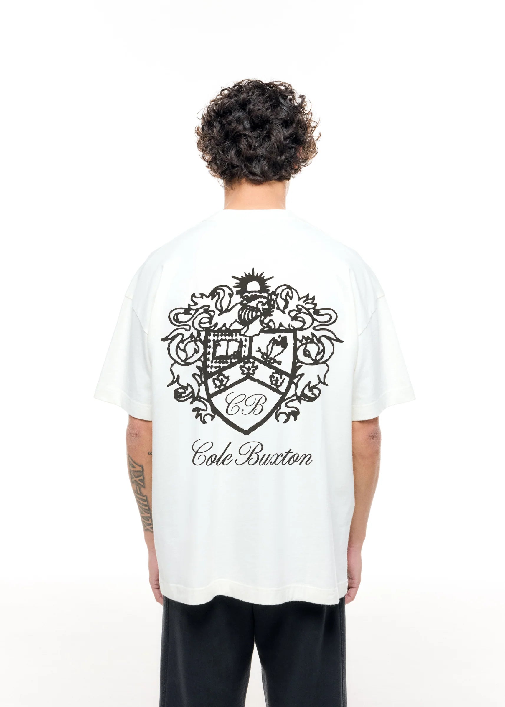 COLE BUXTON COLLEGIATE CREST T-SHIRT - VINTAGE WHITE