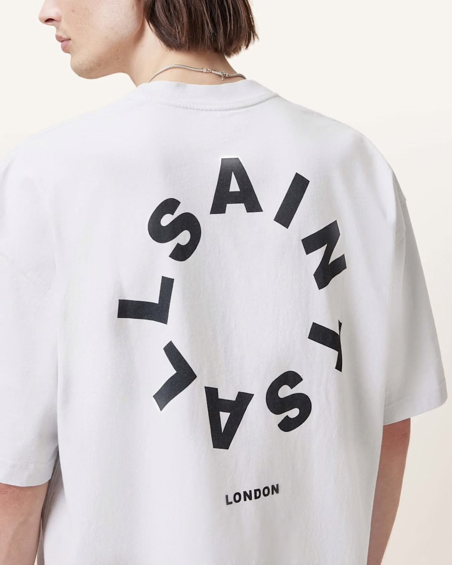 ALL SAINTS Tierra Oversized Logo T-Shirt - cool grey