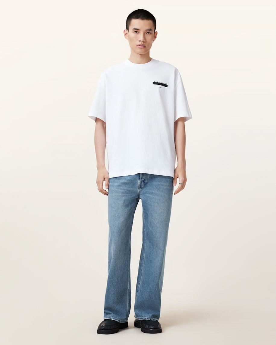 ALL SAINTS Redact Oversized Embroidered Logo T-Shirt - White