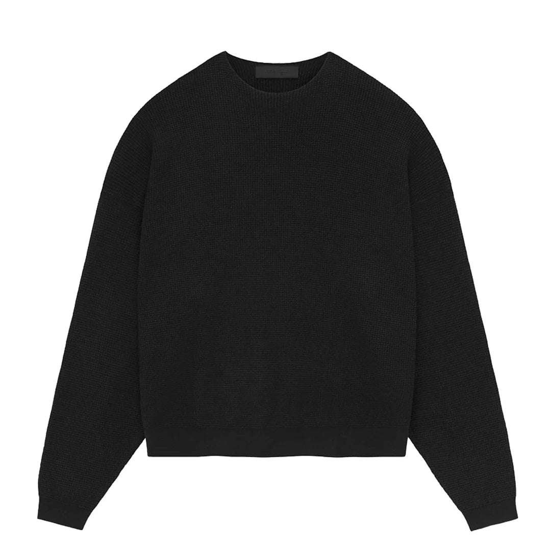 ESSENTIALS- Waffle Crewneck black