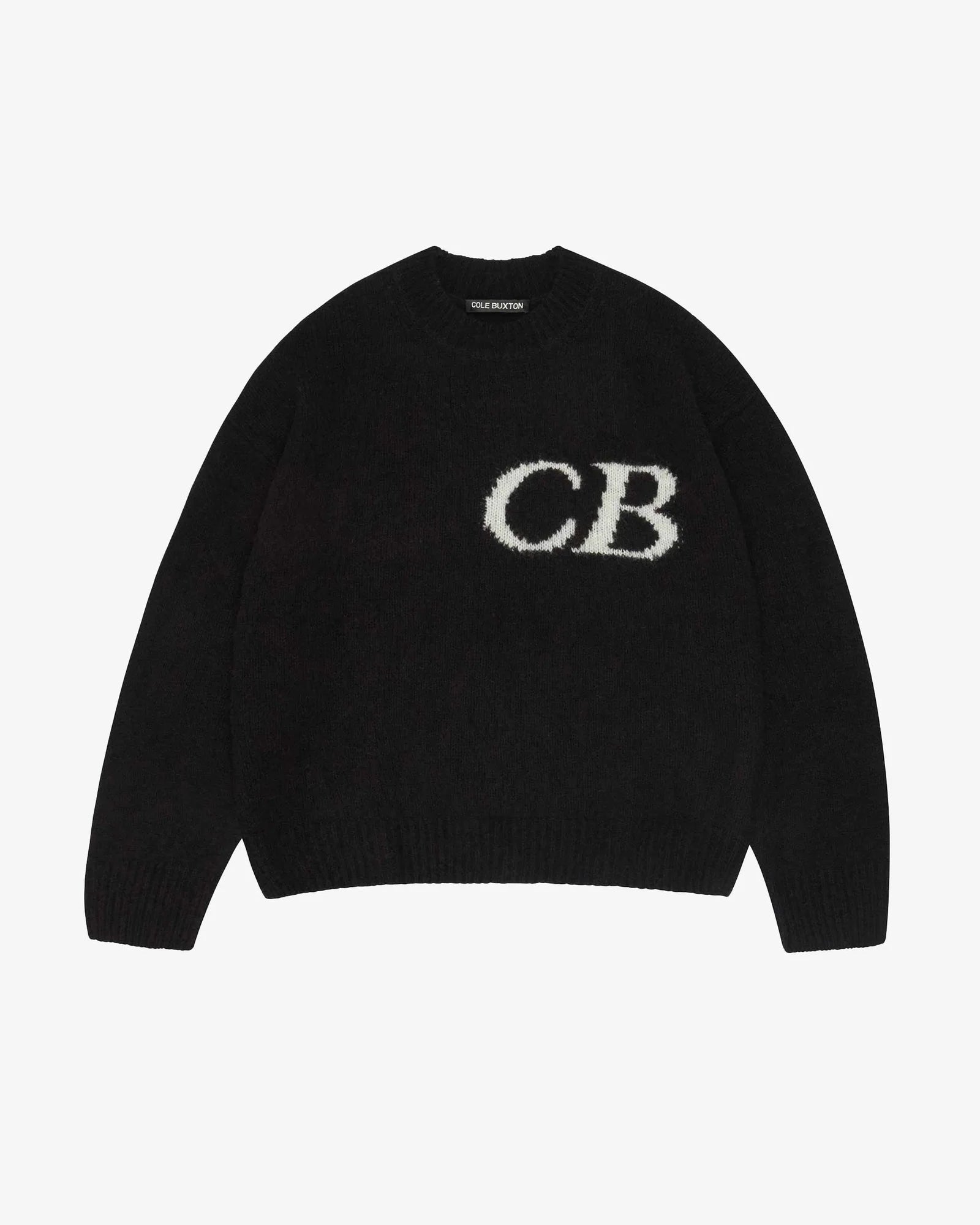 COLE BUXTON CB LOGO KNIT SWEATER - BLACK
