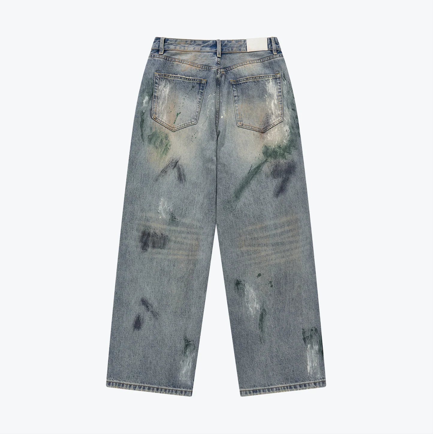 Sense - Washed Paint Splattered Jeans Blue