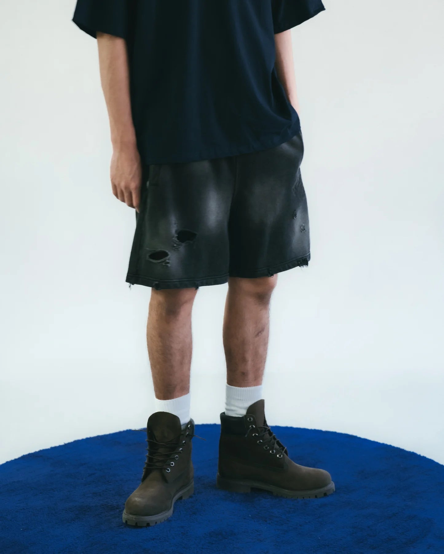 Sense - Sun Faded Wash Sueat Shorts vintage black