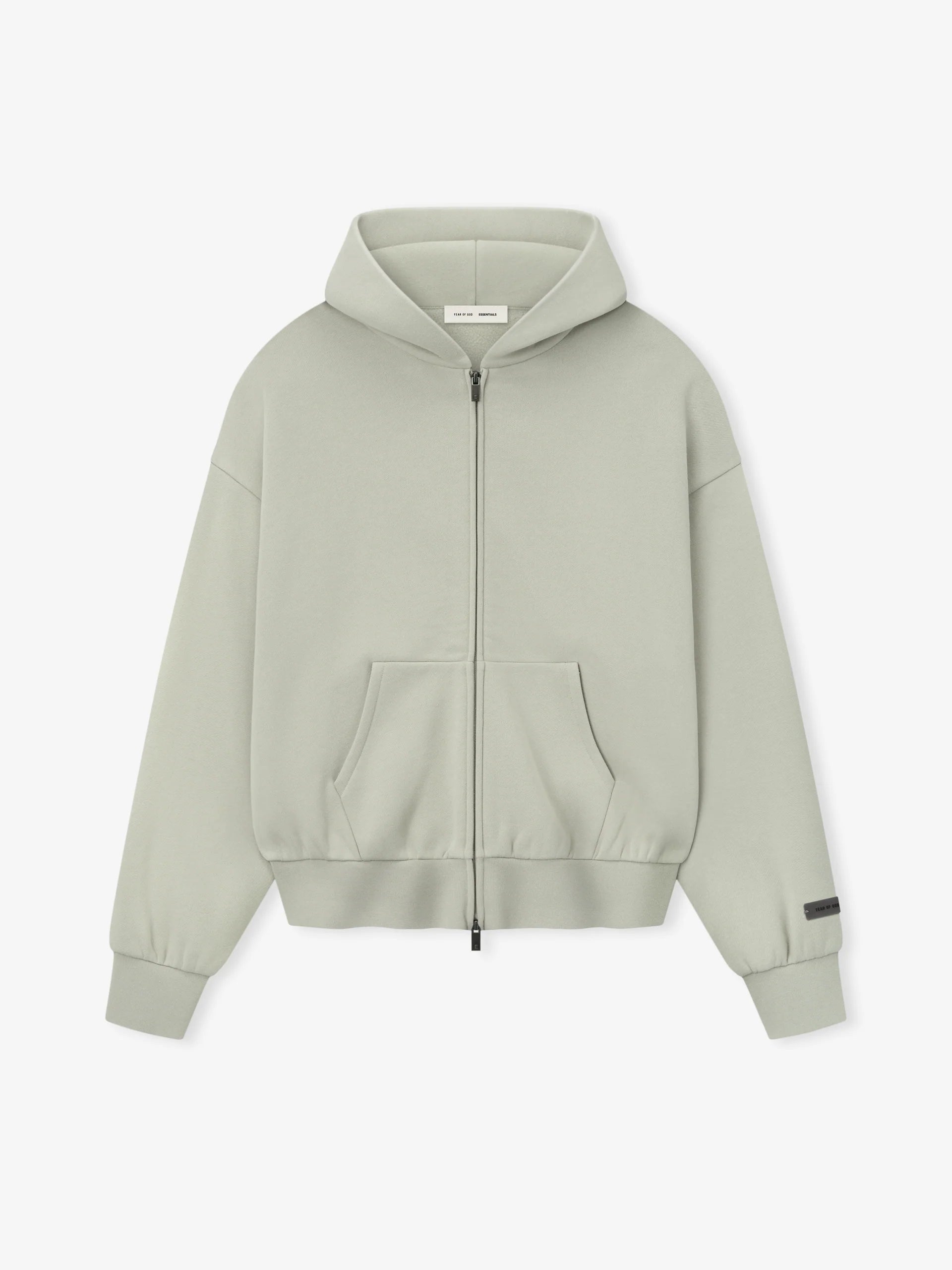 ESSENTIALS CLASSIC FIT FLEECE ZIP HOODIE - ABBEY STONE