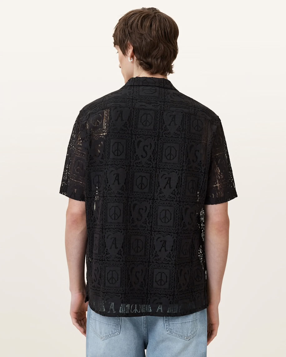 ALL SAINTS Netley Short Sleeve Lace Shirt