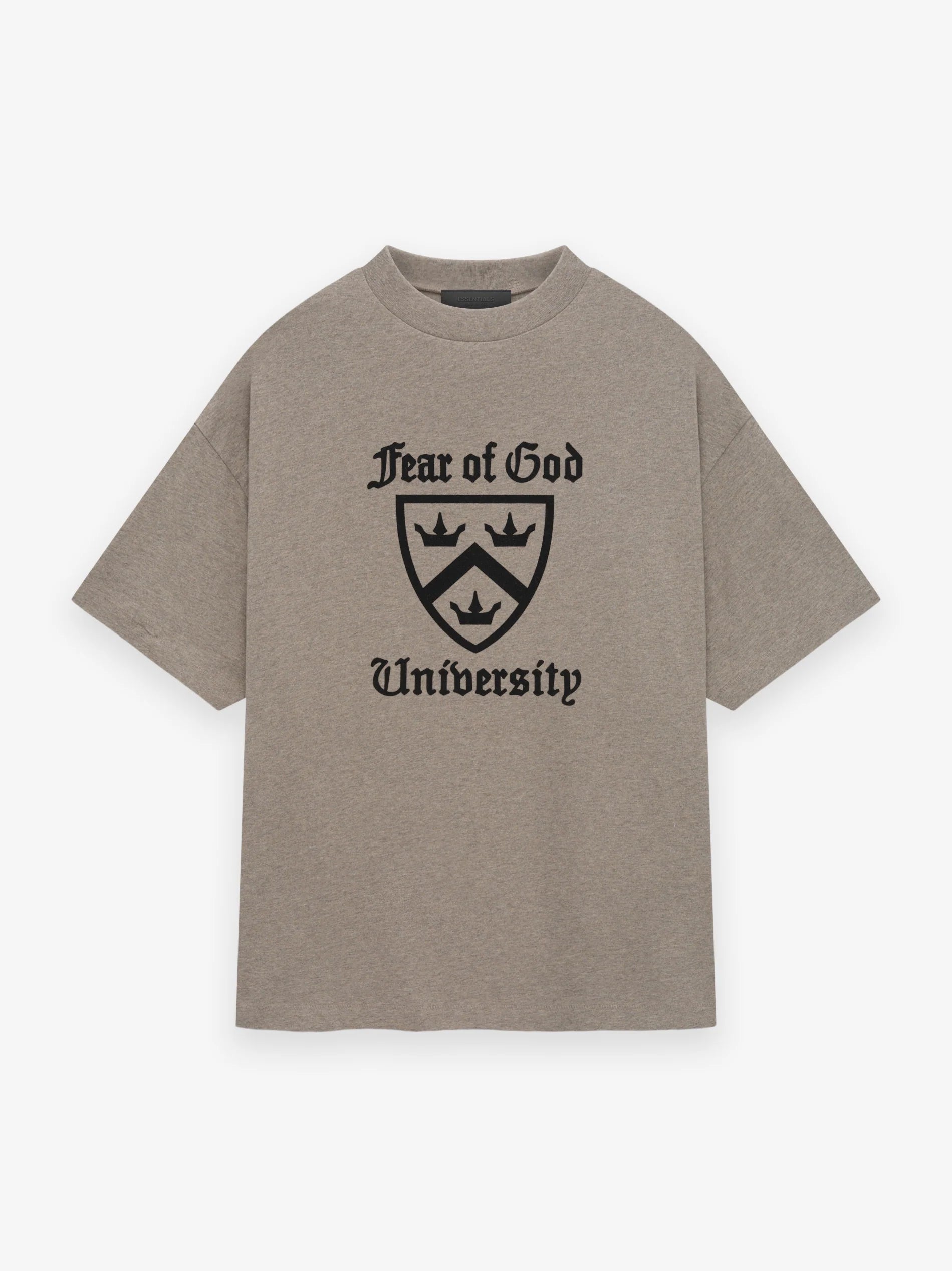 ESSENTIALS HEAVY CREWNECK TEE - HEATHER GRAY -                                מידות מאוד גדולות -אוברסיז
