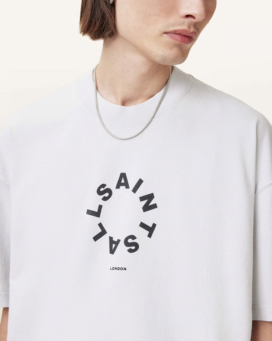 ALL SAINTS Tierra Oversized Logo T-Shirt - cool grey