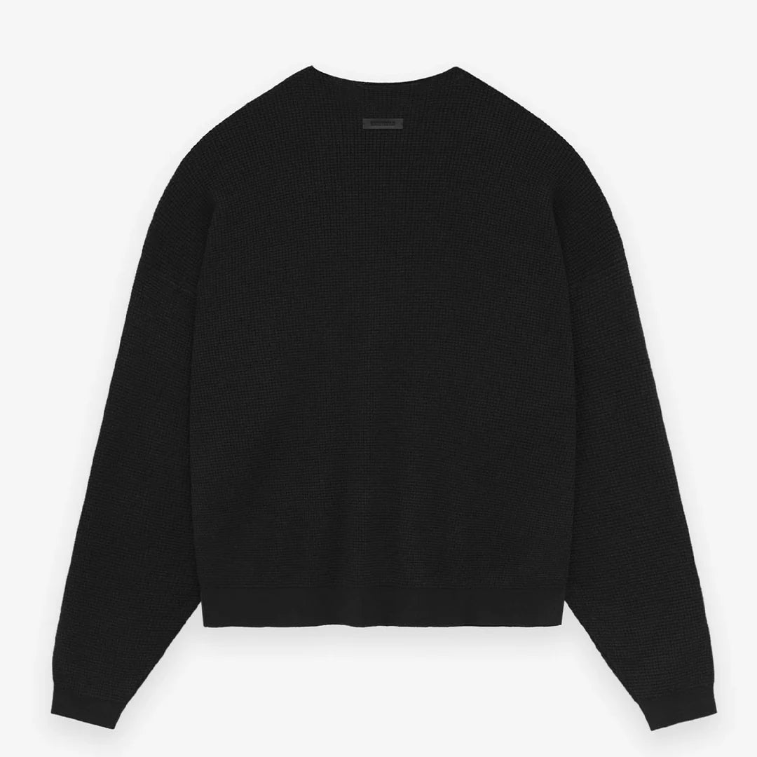 ESSENTIALS- Waffle Crewneck black