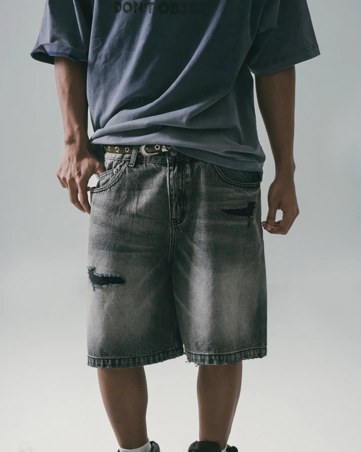 Sense - Destroy Wash Denim Shorts Black