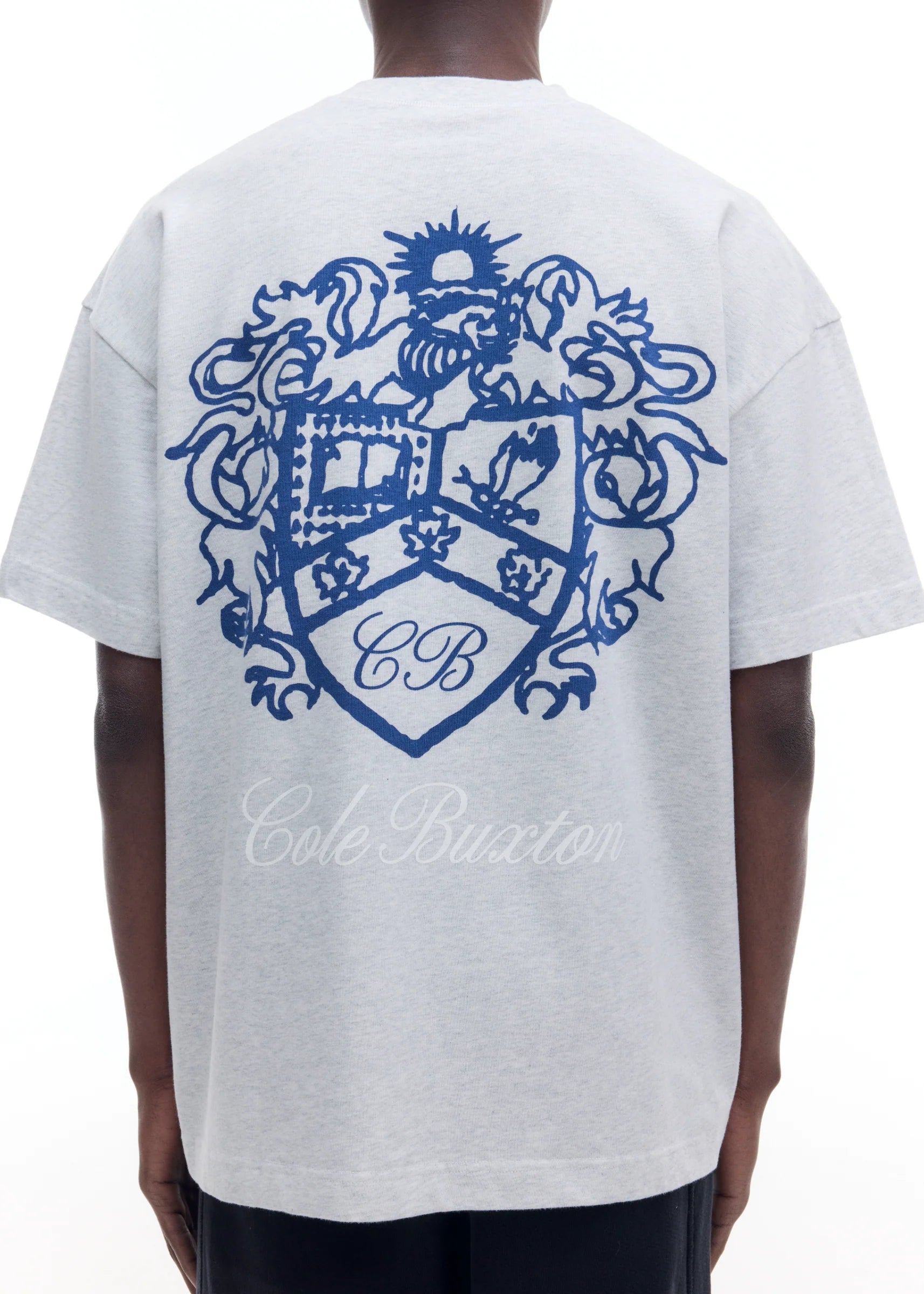COLE BUXTON COLLEGIATE CREST T-SHIRT - GREY MARL