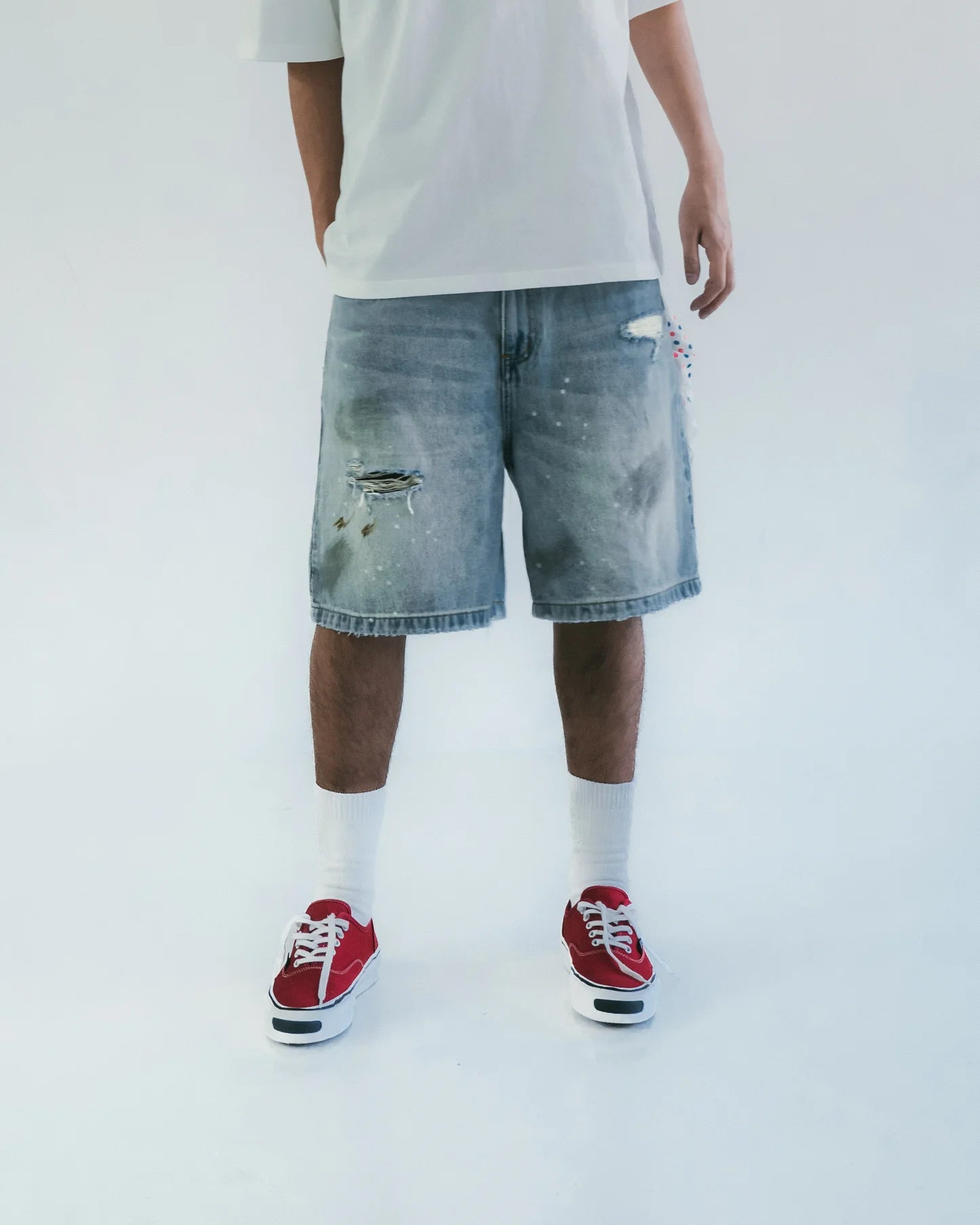 Sense - Destroy Wash Denim Shorts Blue