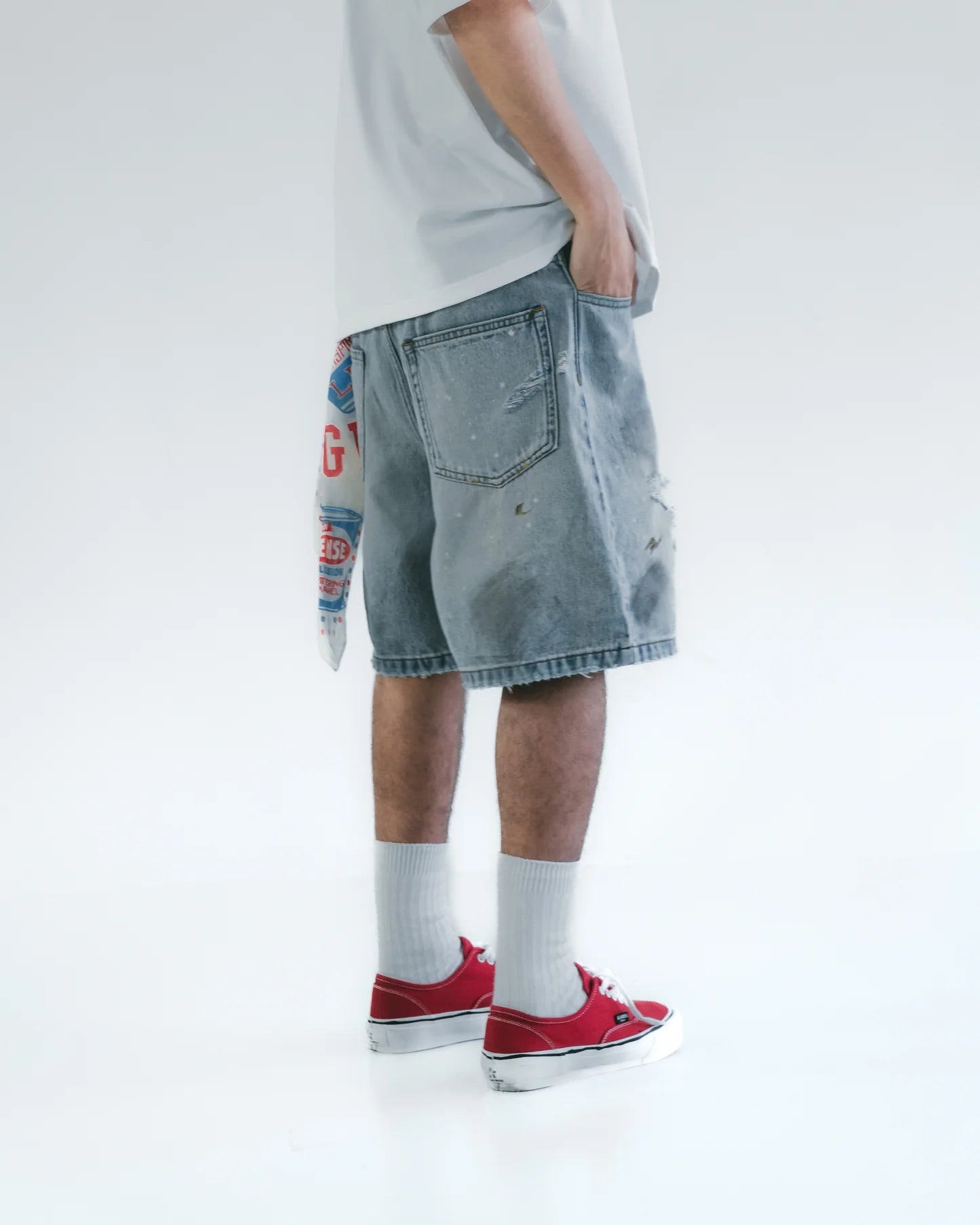 Sense - Destroy Wash Denim Shorts Blue