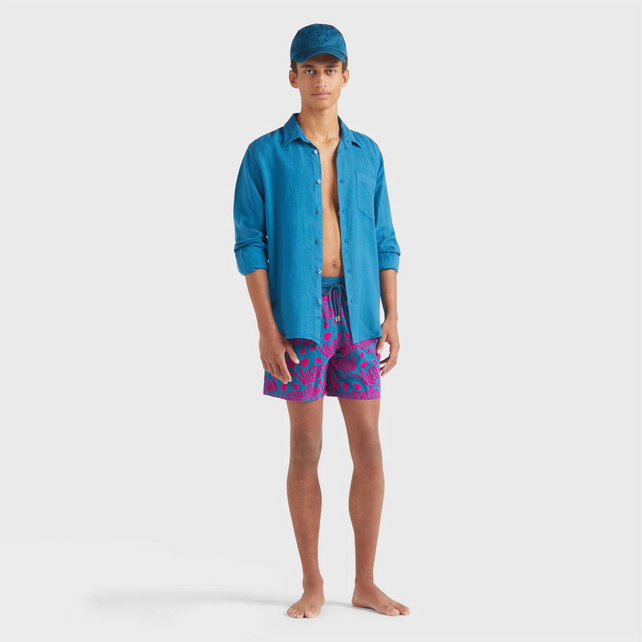 VILEBREQUIN - SWIM SHORTS FLOCKED RONDE DES TORTUES LOGO