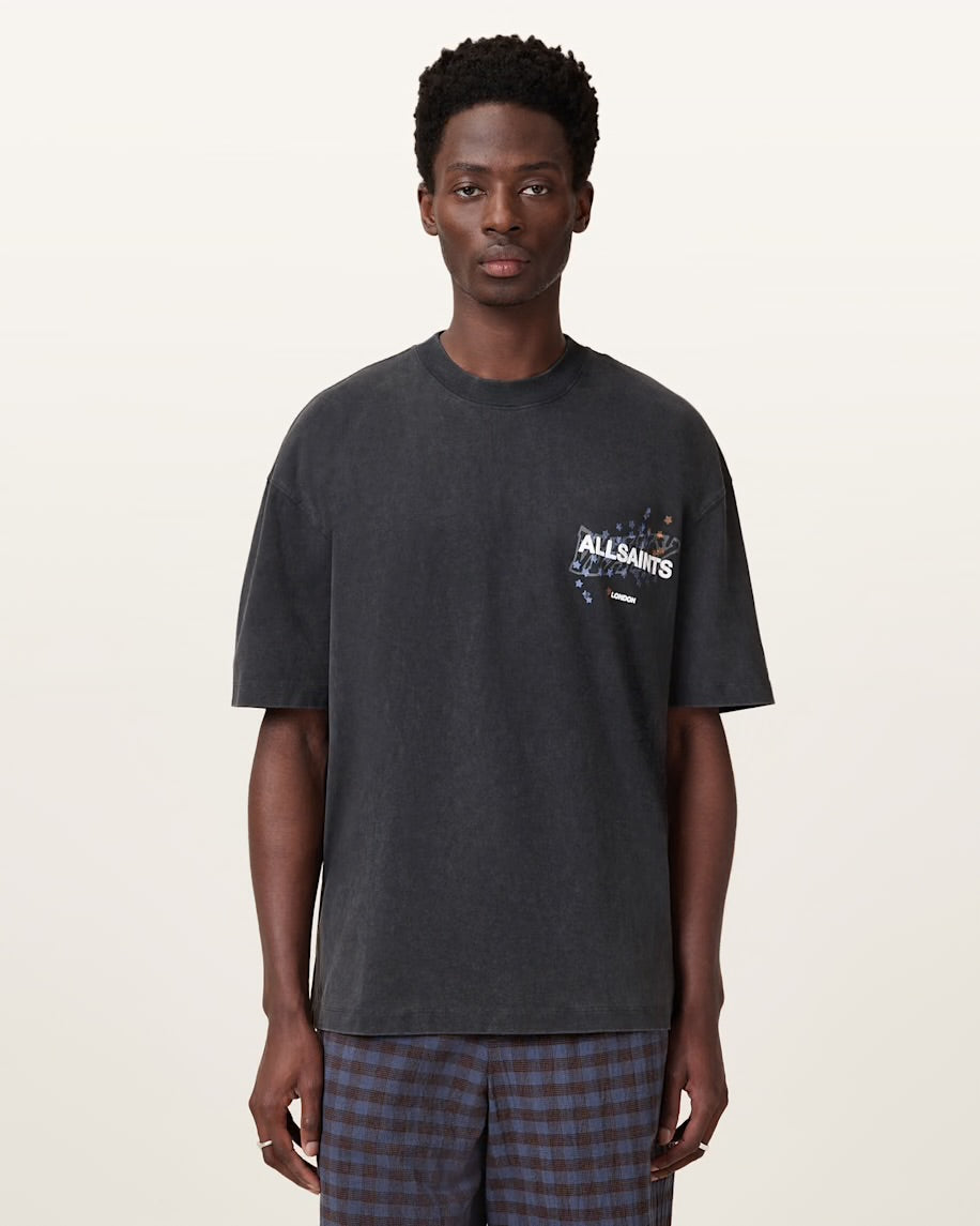 ALL SAINTS Wavy Oversized Crew Neck T-Shirt - washed black