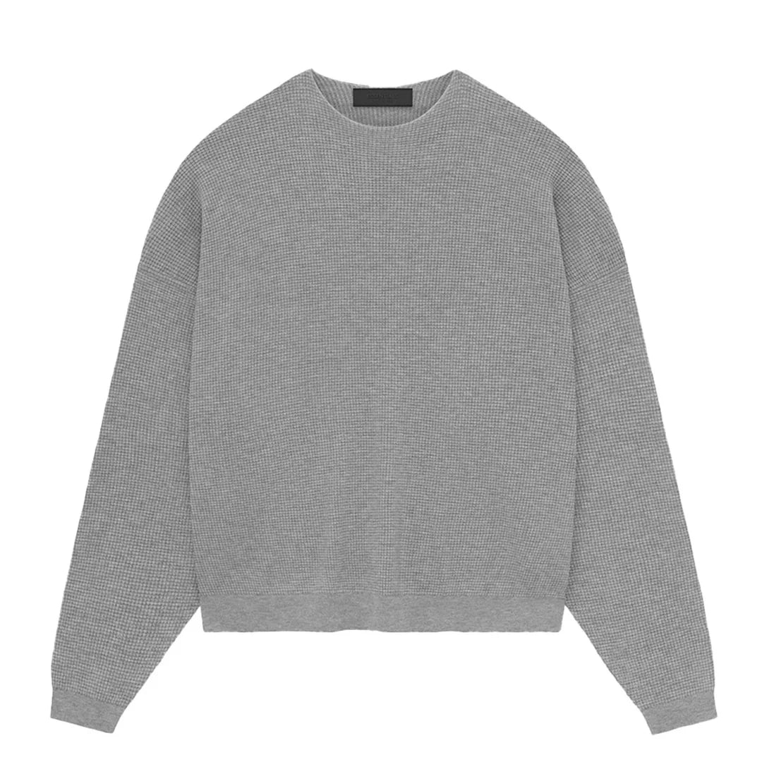 ESSENTIALS- Waffle Crewneck -dark heather