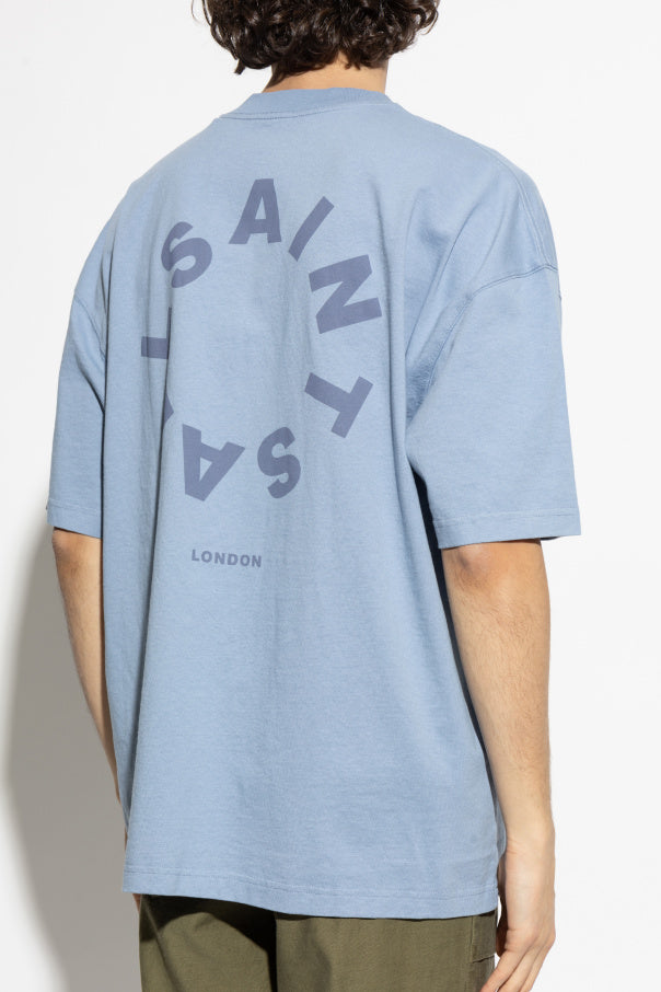 ALL SAINTS Tierra Oversized Logo T-Shirt - bindi blue