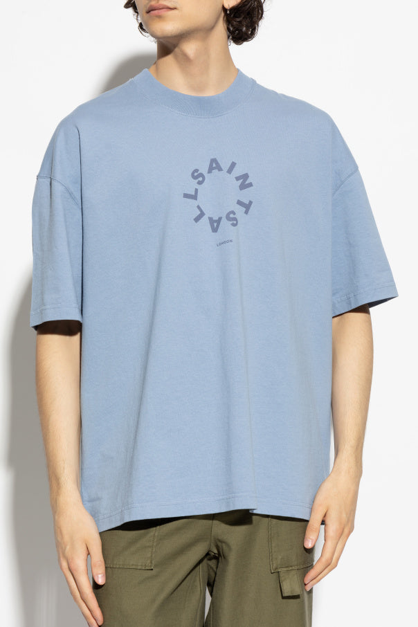 ALL SAINTS Tierra Oversized Logo T-Shirt - bindi blue
